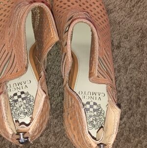 Vince Camuto Taupe Perforated Leather Ankle Booties